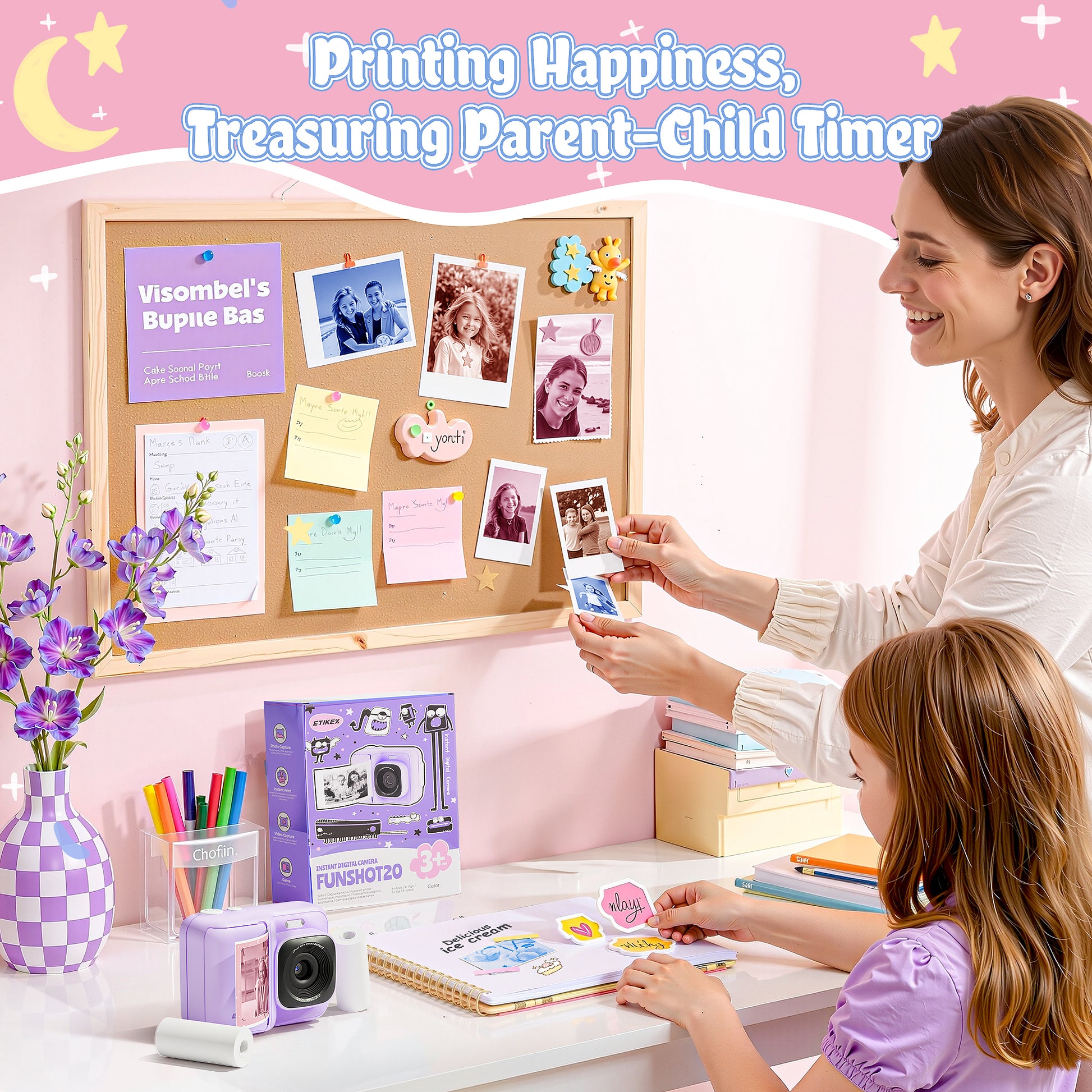 Kids Instant Print Camera Paper, Thermal Printing Refill Set for Toddler Camera, Compatible with ETIKEZ Funshot 20, Camera Thermal Printing Paper, 5.7cmx5m Per Roll, 3 Rolls, Blue/Orange/Red