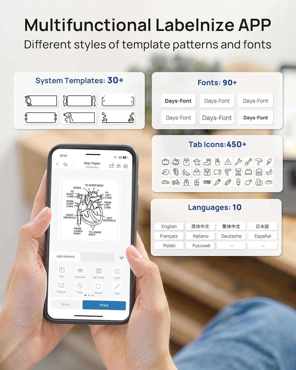 ETIKEZ PM260 Label Maker Machine with Tape,2 Inch Label Maker Bluetooth Label Printer, Black