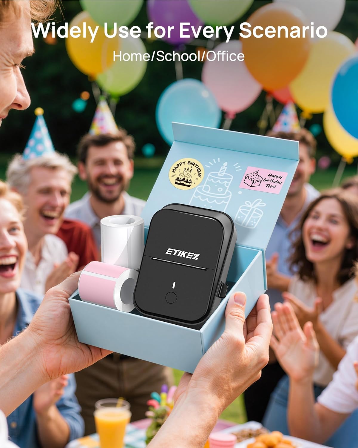 ETIKEZ PM260 Label Maker Machine with Tape,2 Inch Label Maker Bluetooth Label Printer, Black