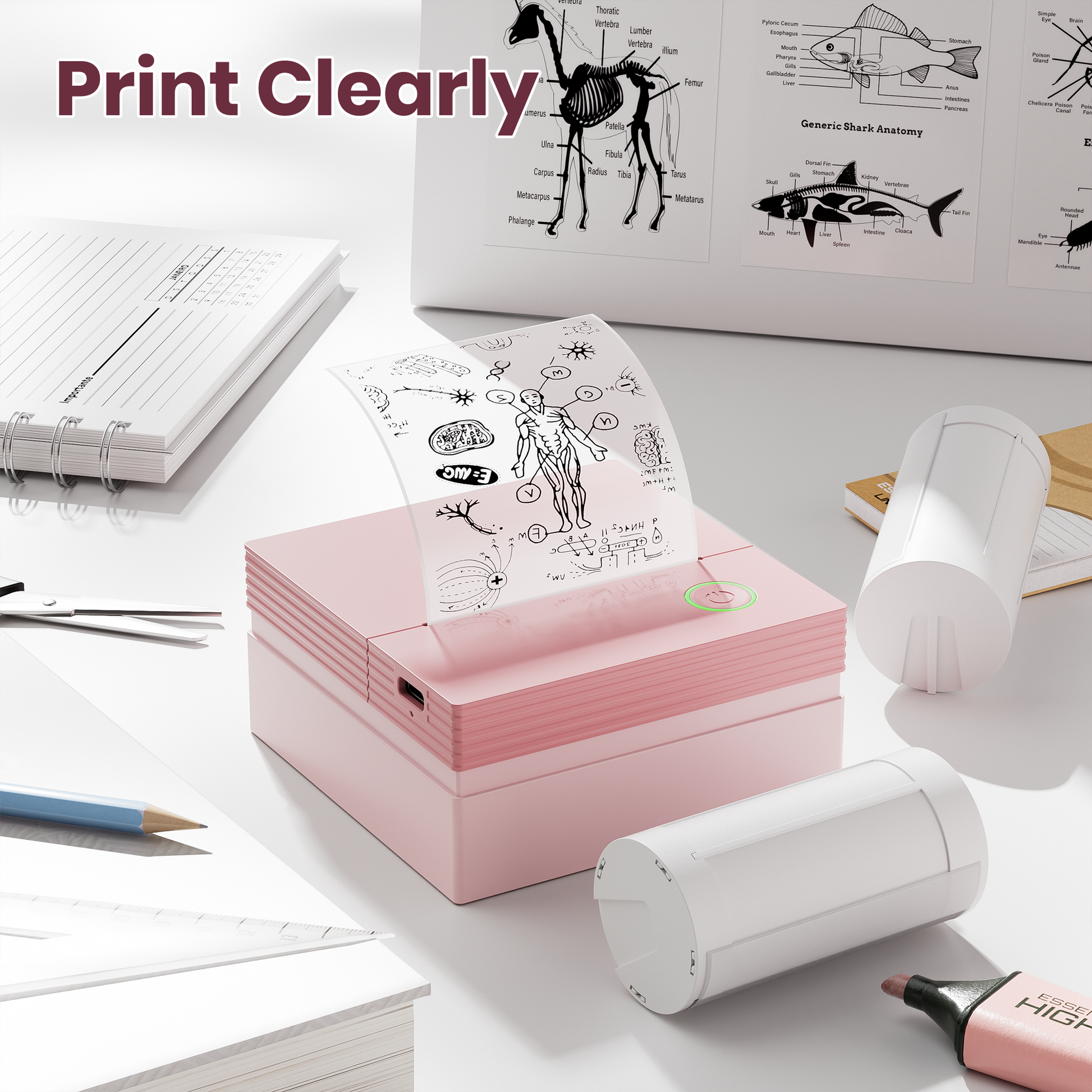 ETIKEZ Genuine Self-Adhesive Thermal Printer Stickers, Compatible with PM290C Mini Sticker Printer, Black on White, 54mmx3.5m Sticker Paper, 3 Rolls, Transparent