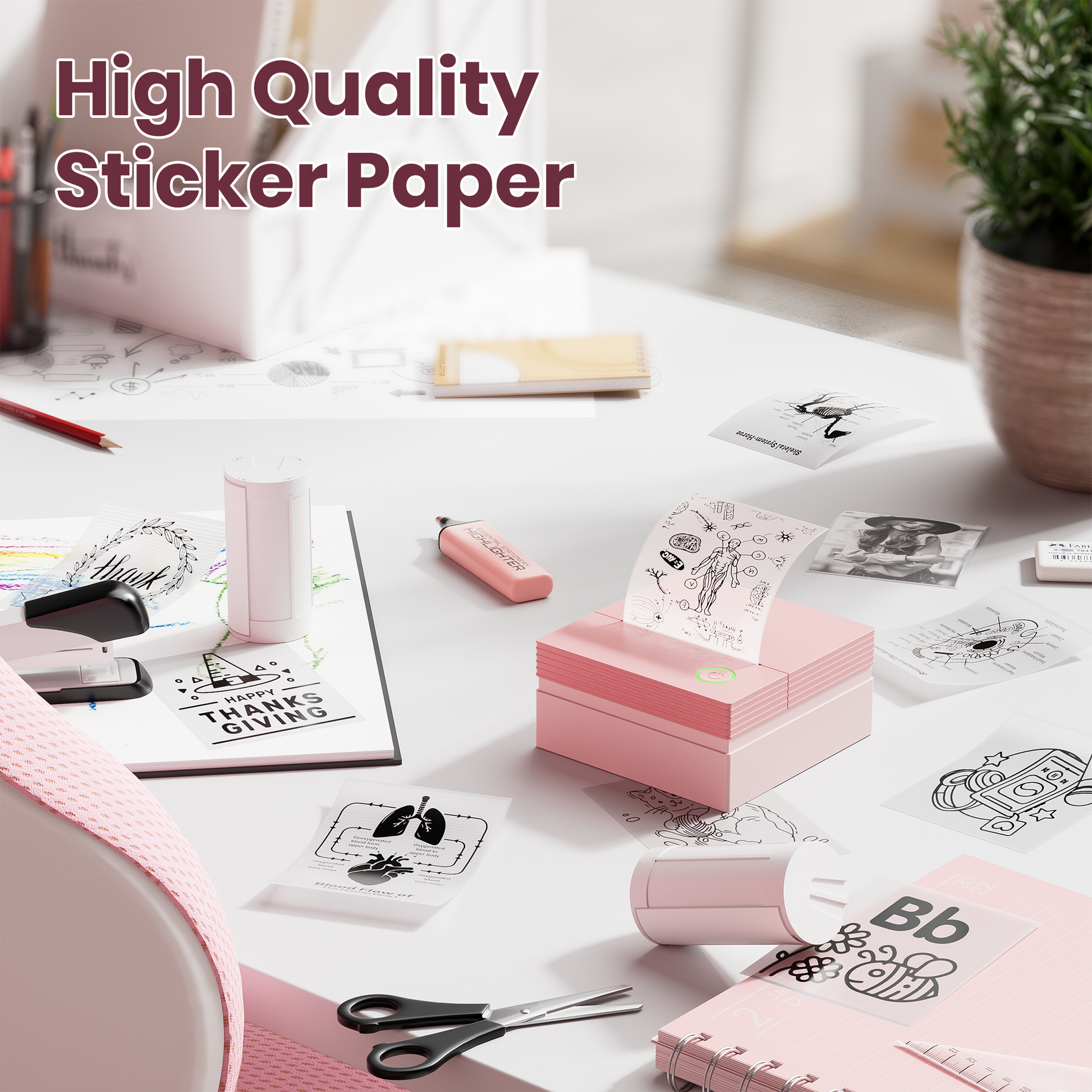 ETIKEZ Genuine Self-Adhesive Thermal Printer Stickers, Compatible with PM290C Mini Sticker Printer, Black on White, 54mmx3.5m Sticker Paper, 3 Rolls, Transparent