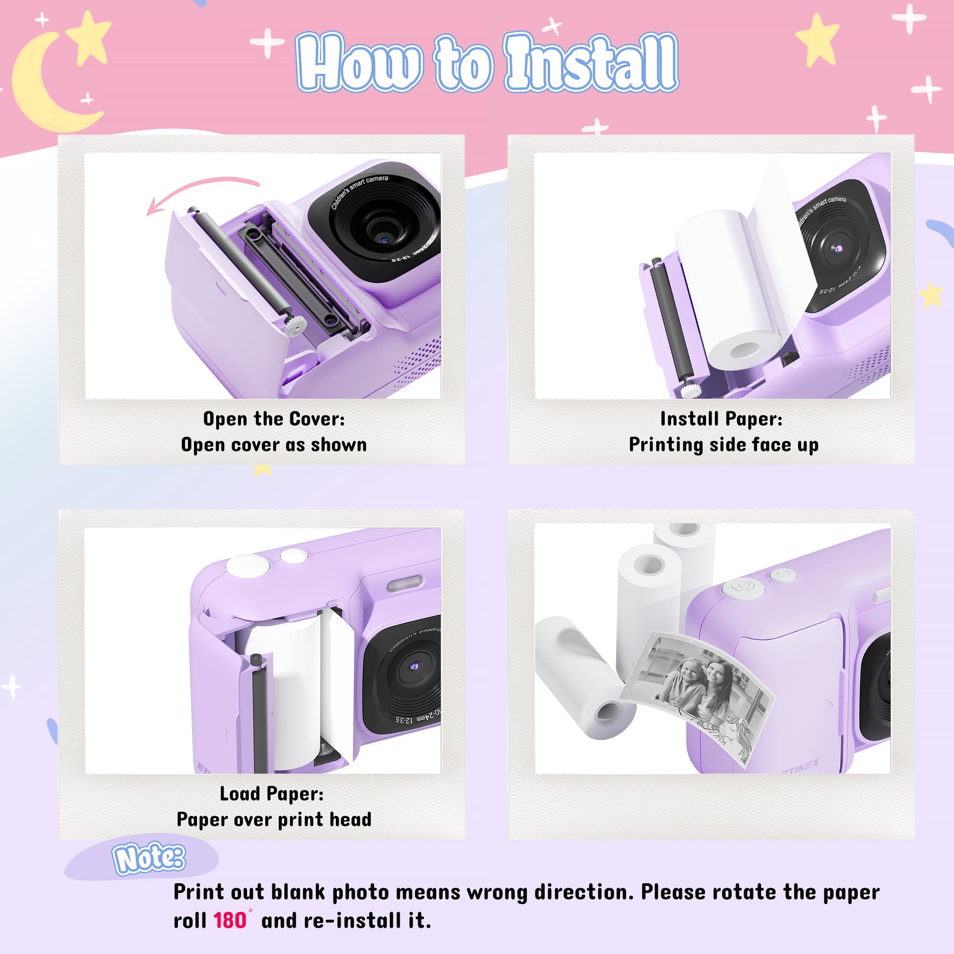 Kids Instant Print Camera Paper, Thermal Printing Refill Set for Toddler Camera, Compatible with ETIKEZ Funshot 20, HD Camera Thermal Printing Paper, 2.2" x 26ft (5.6cmx8m) Per Roll