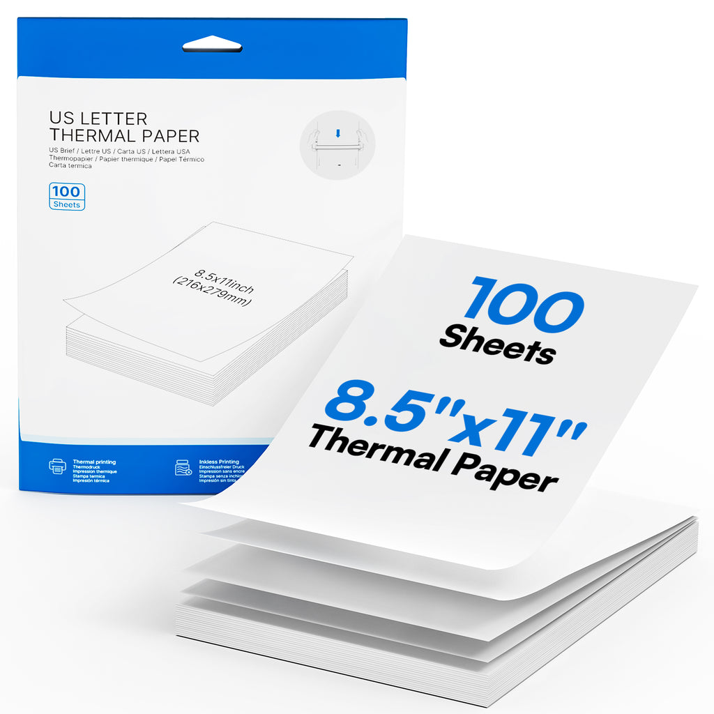 D90E Thermal Printer Paper 8.5 x 11 Inch, Continuous Folding Thermal Paper, US Letter Size printing paper Compatible with D90E Portable Printer, 100 Sheets