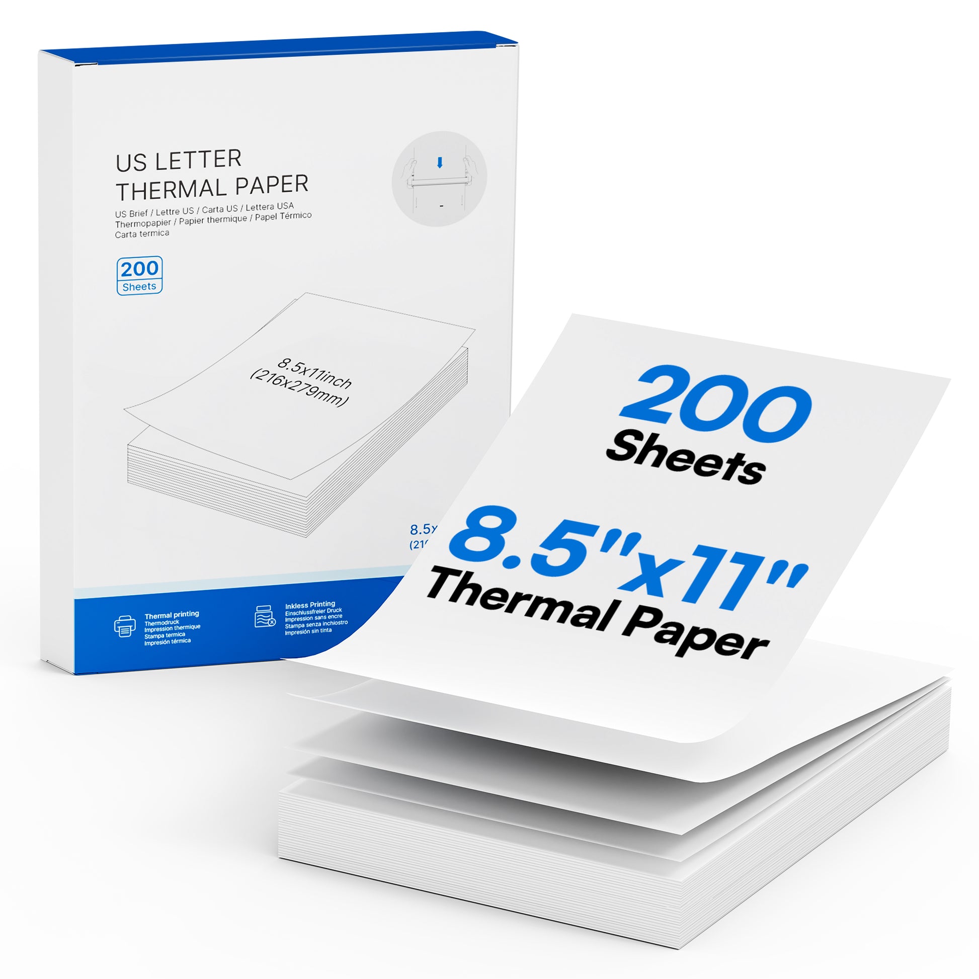 Click to see full view D90E Thermal Printer Paper 8.5 x 11 Inch US Letter Size, Advanced Thermal printing Paper Compatible with D90E Portable Printer, 200 Sheets