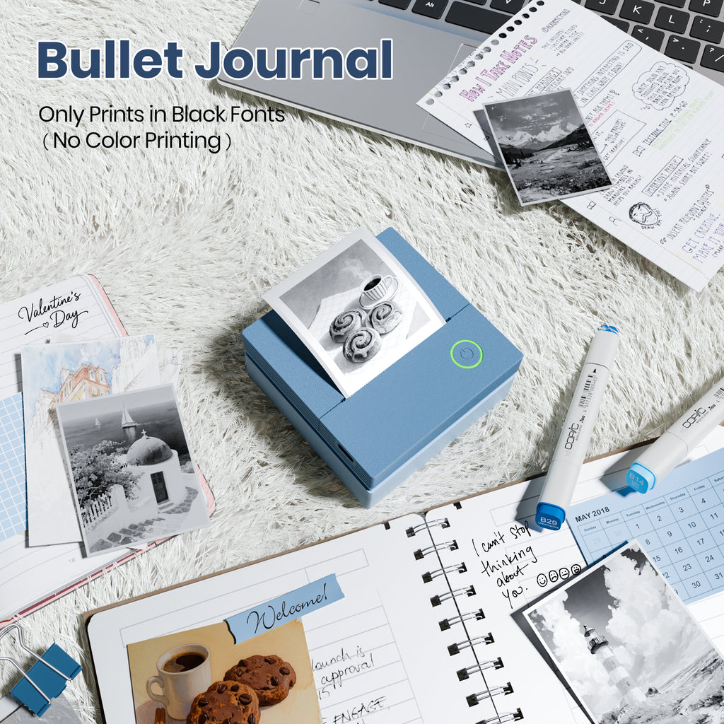 ETIKEZ PM290C Portable Mini Sticker Printer Print Pods Machine, Wireless Bluetooth Sticker Maker with 3 Rolls Paper,Blue