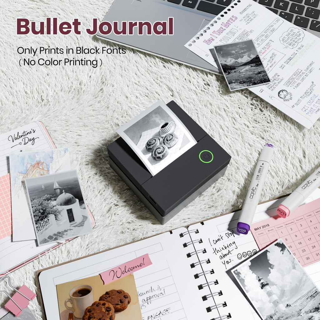 ETIKEZ PM290C Portable Mini Sticker Printer Print Pods Machine, Wireless Bluetooth Sticker Maker with 3 Rolls Paper,Black