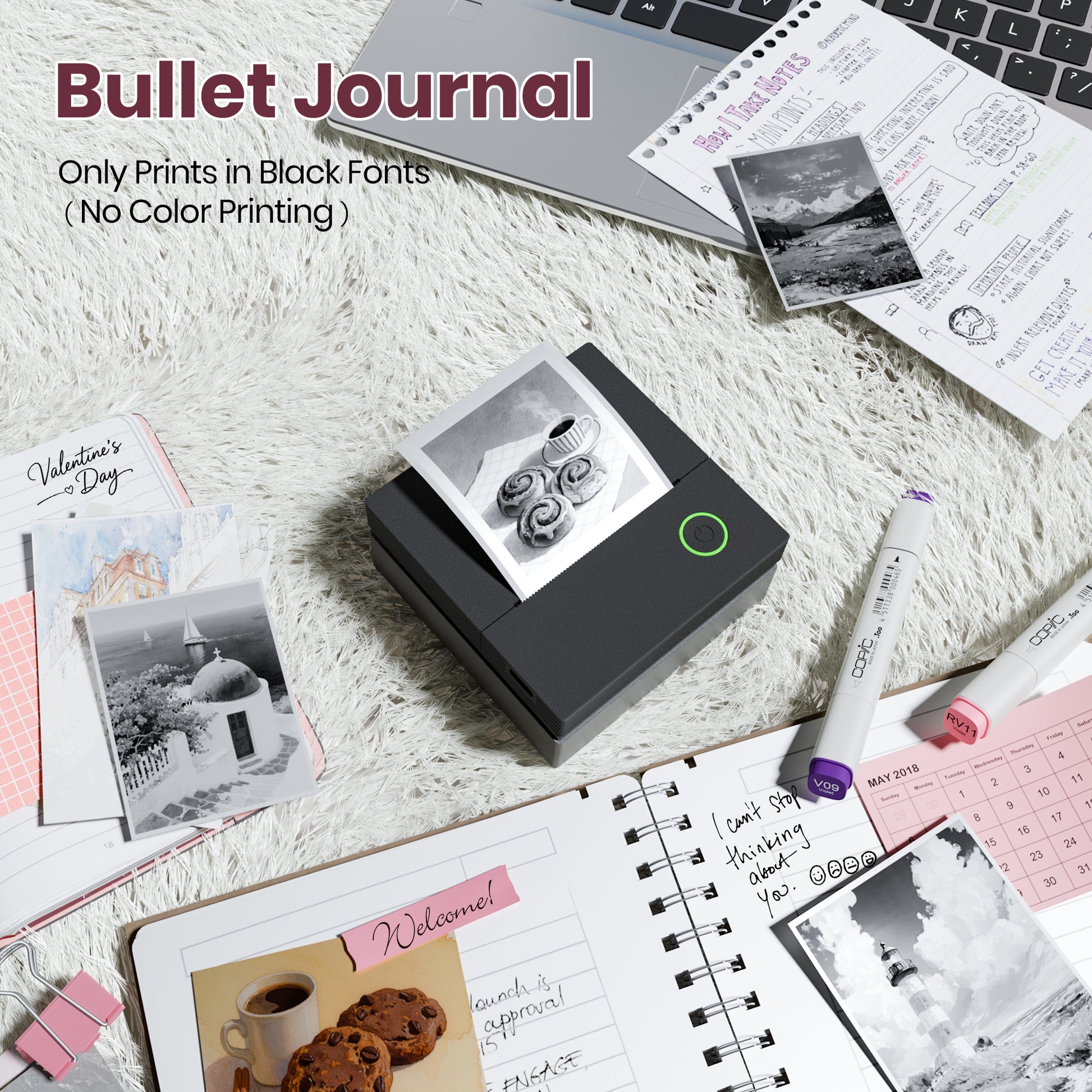 ETIKEZ PM290C Portable Mini Sticker Printer Print Pods Machine, Wireless Bluetooth Sticker Maker with 3 Rolls Paper,Black