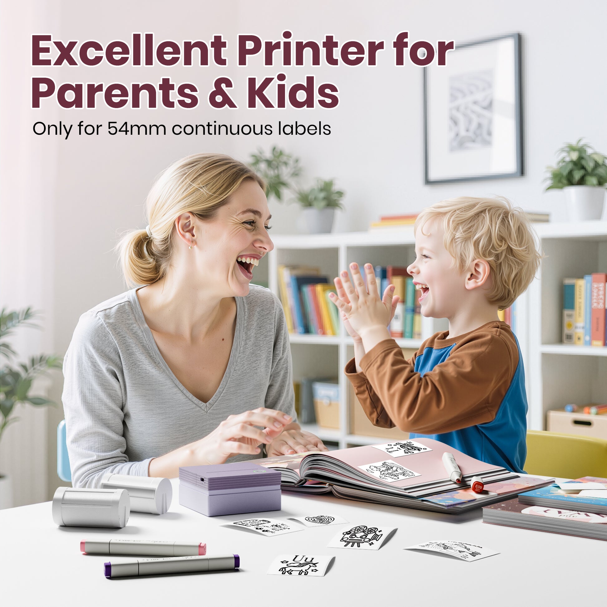 ETIKEZ PM290C Portable Mini Sticker Printer Print Pods Machine, Wireless Bluetooth Sticker Maker with 3 Rolls Paper,Purple