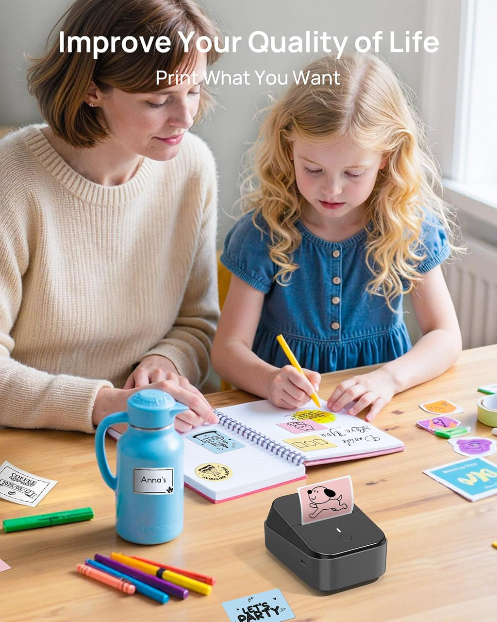 ETIKEZ PM260 Label Maker Machine with Tape,2 Inch Label Maker Bluetooth Label Printer, Black