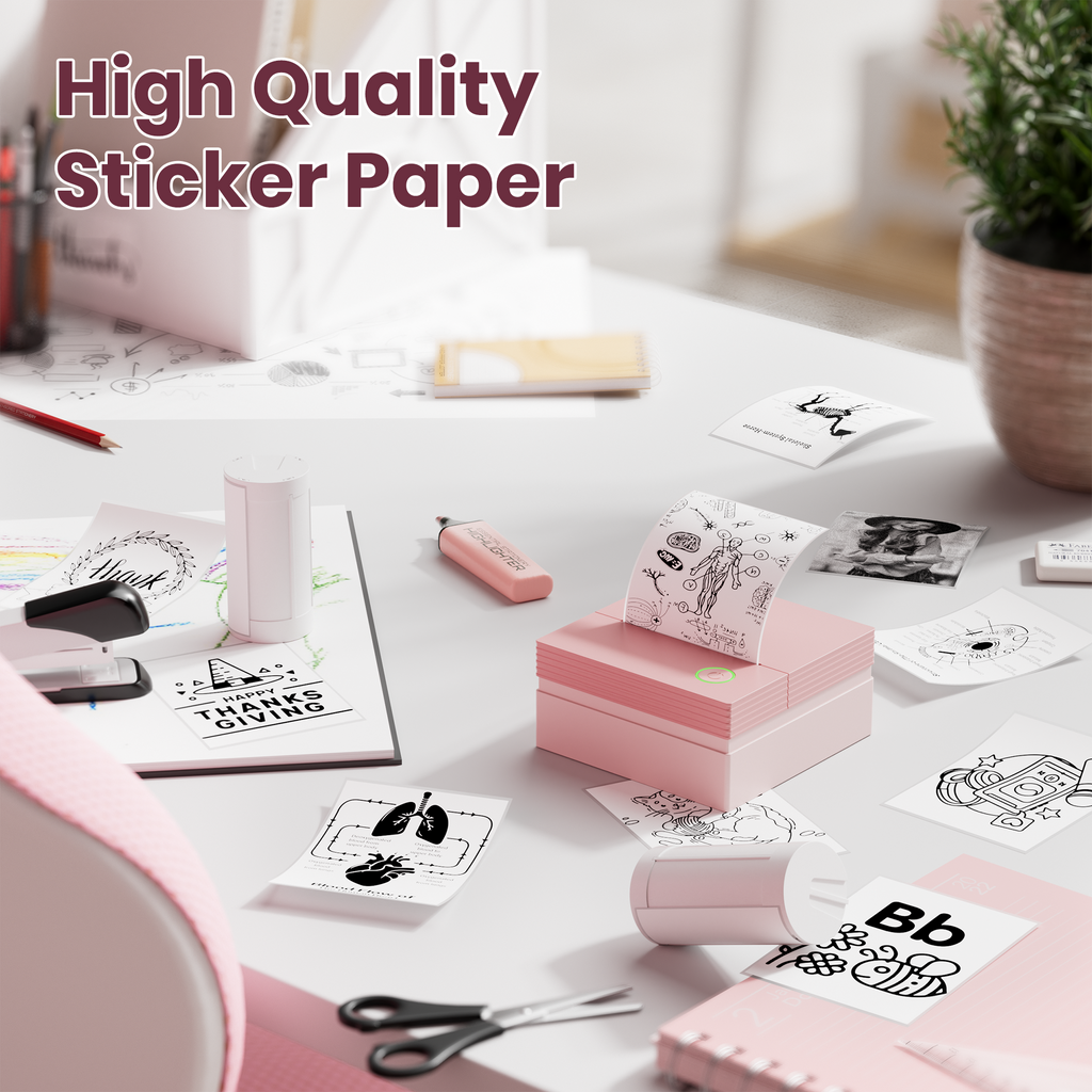 ETIKEZ Genuine Self-Adhesive Thermal Printer Stickers, Compatible with PM290C Mini Sticker Printer, Black on White, 54mmx3.5m Sticker Paper, 3 Rolls, White